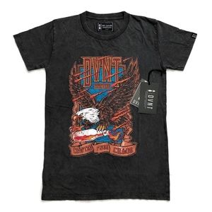 DVNT Men’s T Shirt Bald Eagle Flame Wings Gray New